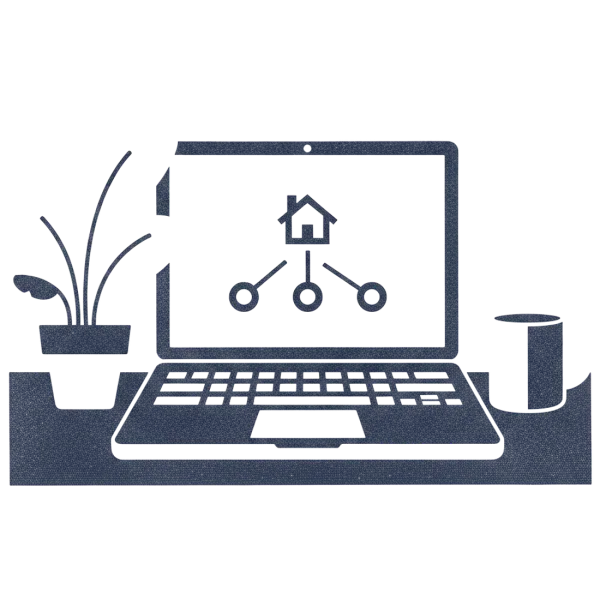 A laptop showing a household linked together